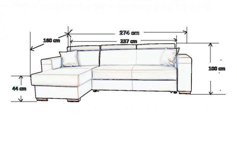 Coltar extensibil Matrix Gri Textil, cu tetiere, 2740×1610 mm